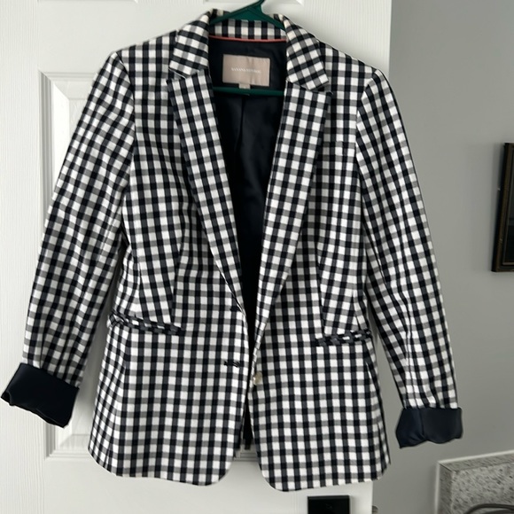 Navy gingham blazer, size 4. - Picture 1 of 7